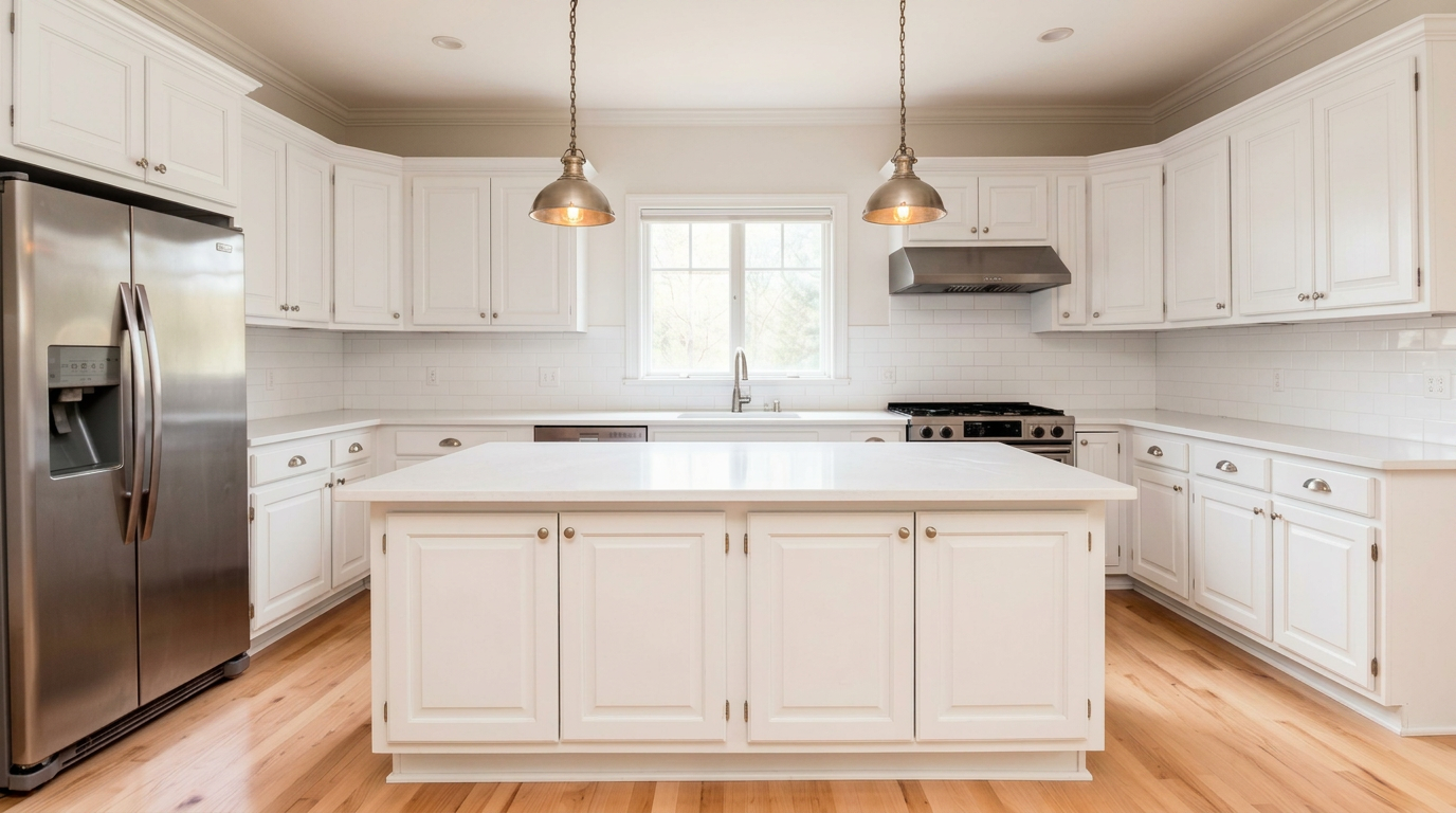 Oak to white kitchen after
